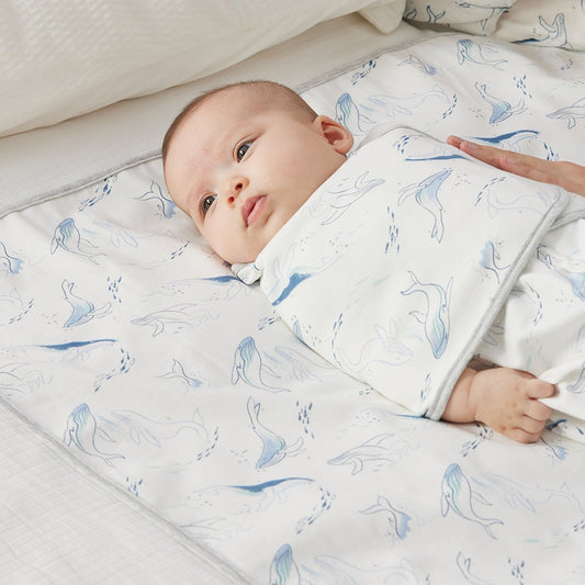Swimming Whale Waterproof Baby White Changing Mat-1