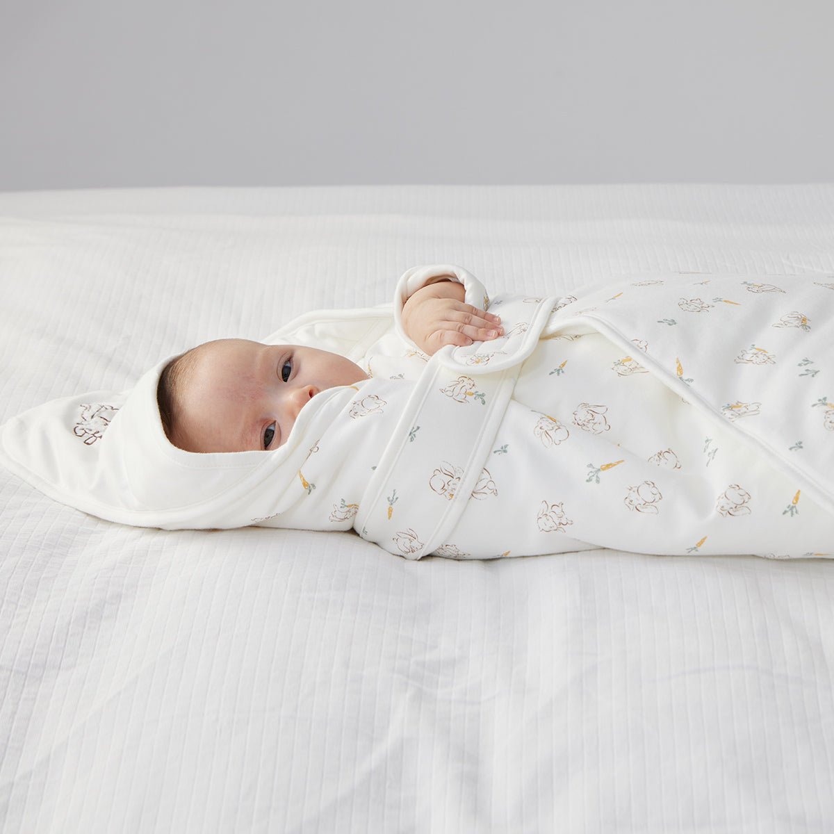 Cute Rabbit Extra Warm Cotton Baby White Swaddle Wrap-2