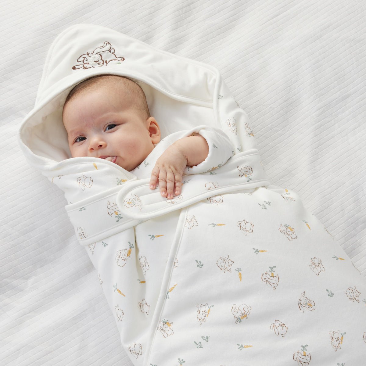 Cute Rabbit Light Cotton Baby White Swaddle Wrap-1