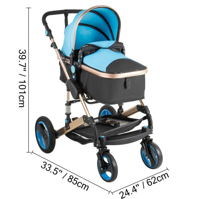 Luxurious Baby Stroller 3 in 1 Portable Travel Reclining Baby Carriage Folding Pram for Newborn Baby Bassinet Pushchair-1