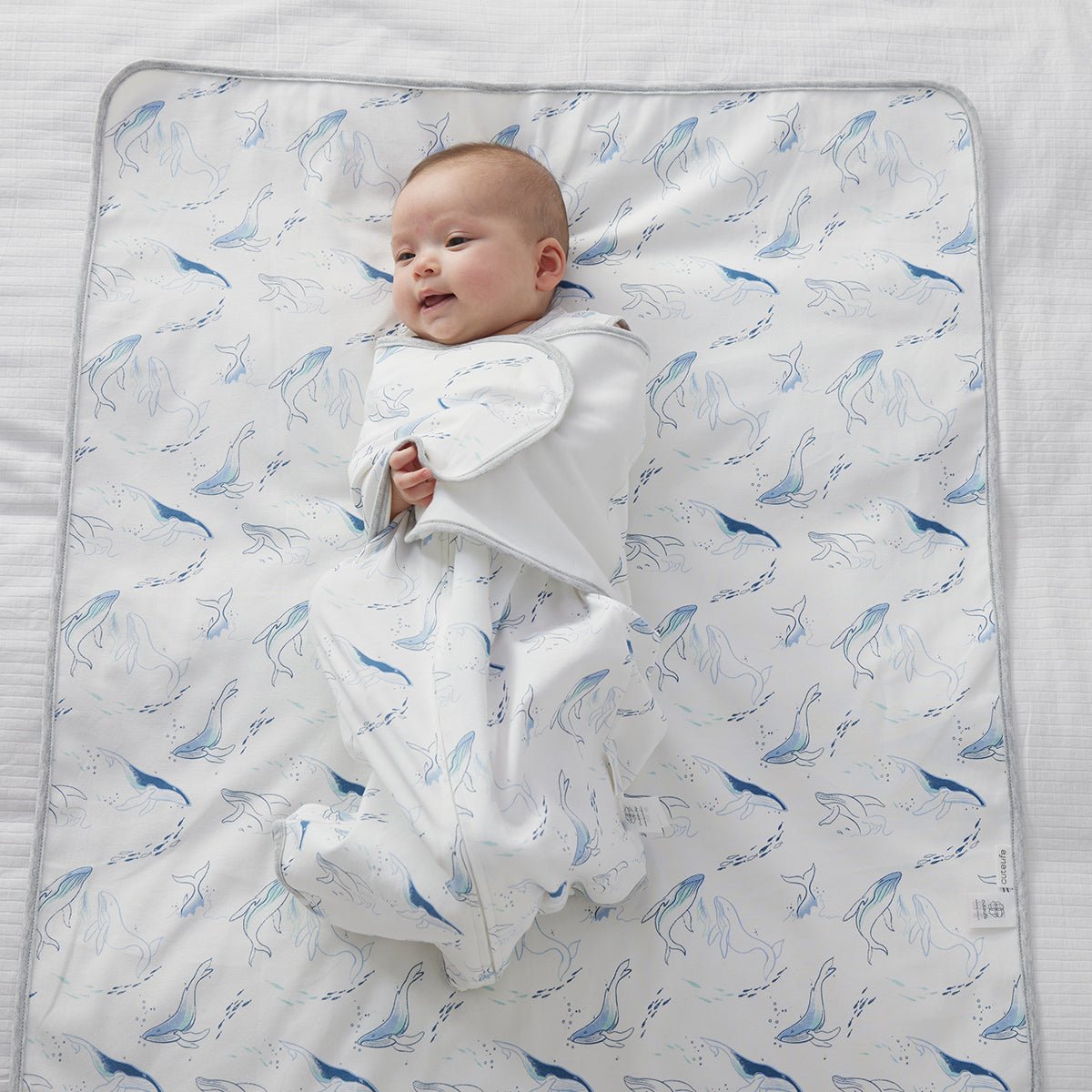 Swimming Whale Waterproof Baby White Changing Mat-0