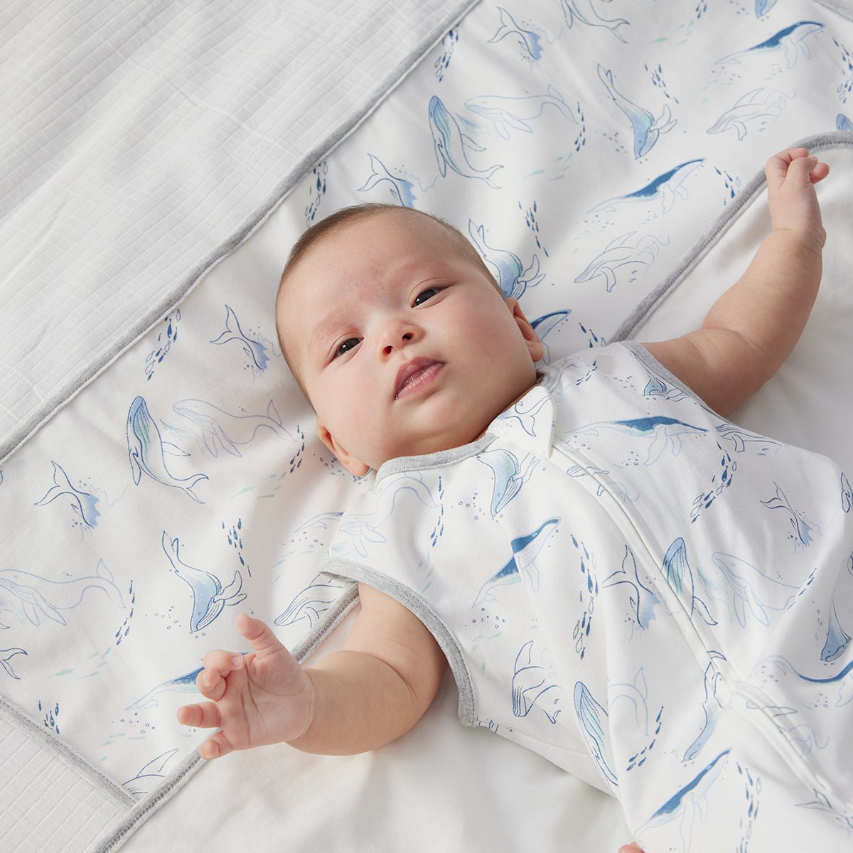 Swimming Whale Waterproof Baby White Changing Mat-2